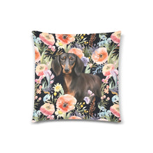 Load image into Gallery viewer, Moonlight Flower Garden Black Tan Dachshunds Throw Pillow Covers-White-ONESIZE-1