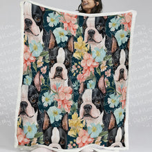 Load image into Gallery viewer, Moonlight Flower Garden Boston Terriers Soft Warm Fleece Blanket-Blanket-Blankets, Boston Terrier, Home Decor-2