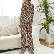Load image into Gallery viewer, Moonlight Flower Garden Corgis Pajama Set for Women-Pajamas-Apparel, Corgi, Pajamas-S-White1-1