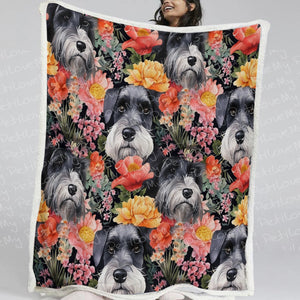 Moonlight Flower Garden Schnauzers Soft Warm Fleece Blanket-Blanket-Blankets, Home Decor, Schnauzer-11