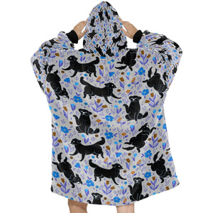 Moonlight Garden Black Labs Blanket Hoodie for Women-Apparel-Apparel, Black Labrador, Blankets, Hoodie, Labrador-15