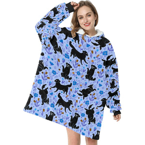 Moonlight Garden Black Labs Blanket Hoodie for Women-Apparel-Apparel, Black Labrador, Blankets, Hoodie, Labrador-10