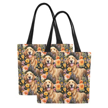 Load image into Gallery viewer, Moonlight Garden Golden Retriever Large Canvas Tote Bags - Set of 2-Accessories-Accessories, Bags, Golden Retriever-12