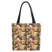 Moonlight Garden Golden Retriever Large Canvas Tote Bags - Set of 2-Accessories-Accessories, Bags, Golden Retriever-7