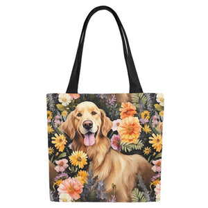 Moonlight Garden Golden Retriever Large Canvas Tote Bags - Set of 2-Accessories-Accessories, Bags, Golden Retriever-8