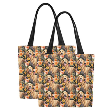 Moonlight Garden Golden Retriever Large Canvas Tote Bags - Set of 2-Accessories-Accessories, Bags, Golden Retriever-Maximum Goldens-3