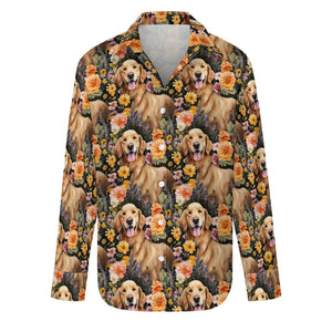 Moonlight Garden Golden Retriever Women's Shirt - 2 Designs-Apparel-Apparel, Golden Retriever, Shirt-Zoom In - Bigger Flowers-M-8
