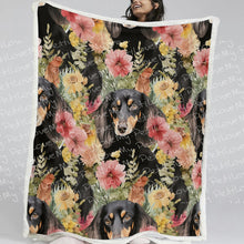 Load image into Gallery viewer, Moonlight Garden Long Haired Black and Tan Dachshunds Soft Warm Fleece Blanket-Blanket-Blankets, Dachshund, Home Decor-11