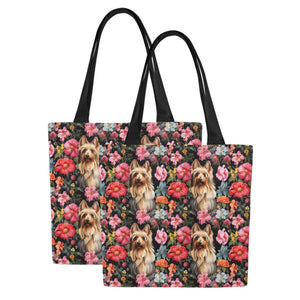 Moonlight Garden Yorkie Large Canvas Tote Bags - Set of 2-Accessories-Accessories, Bags, Yorkshire Terrier-6