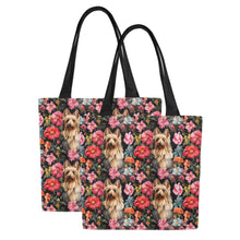 Load image into Gallery viewer, Moonlight Garden Yorkie Large Canvas Tote Bags - Set of 2-Accessories-Accessories, Bags, Yorkshire Terrier-Four Yorkies-Set of 2-2