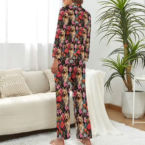 Moonlight Garden Yorkie Pajama Set-Pajamas-Apparel, Pajamas, Yorkshire Terrier-S-White1-1