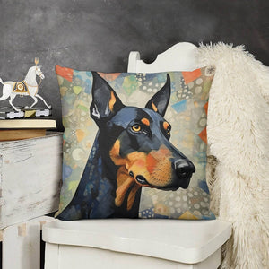 Mosaic Majesty Doberman Plush Pillow Case-Cushion Cover-Doberman, Dog Dad Gifts, Dog Mom Gifts, Home Decor, Pillows-3