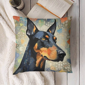 Mosaic Majesty Doberman Plush Pillow Case-Cushion Cover-Doberman, Dog Dad Gifts, Dog Mom Gifts, Home Decor, Pillows-4