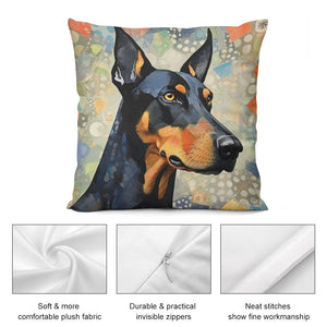 Mosaic Majesty Doberman Plush Pillow Case-Cushion Cover-Doberman, Dog Dad Gifts, Dog Mom Gifts, Home Decor, Pillows-5