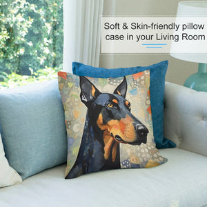 Mosaic Majesty Doberman Plush Pillow Case-Cushion Cover-Doberman, Dog Dad Gifts, Dog Mom Gifts, Home Decor, Pillows-7