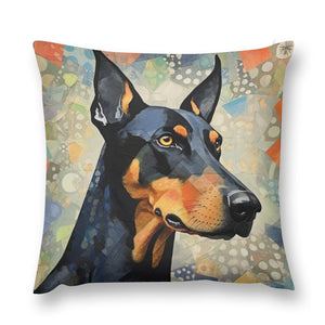 Mosaic Majesty Doberman Plush Pillow Case-Cushion Cover-Doberman, Dog Dad Gifts, Dog Mom Gifts, Home Decor, Pillows-12 "×12 "-1