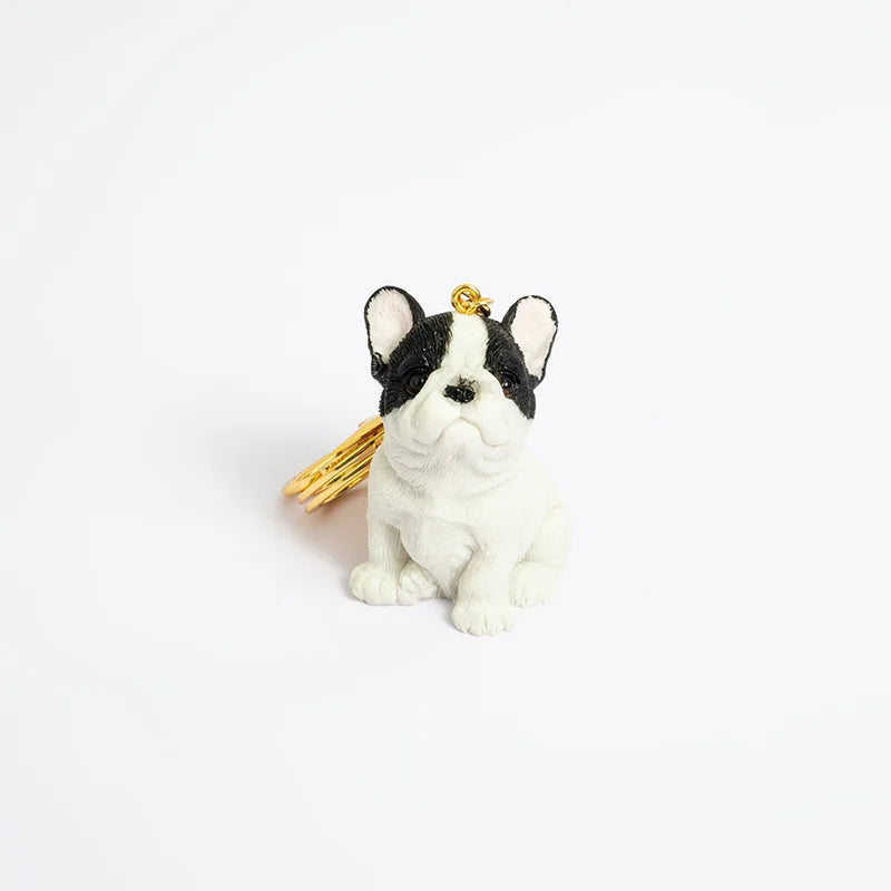 Frenchie Keychain - Most Adorable 3D Sitting Frenchies Resin Keychain