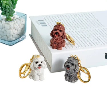 Most Adorable 3D Sitting Labradoodle Resin Keychains