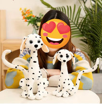 Load image into Gallery viewer, Image of a girl with two Dachshund stuffed animal plush toys for kids