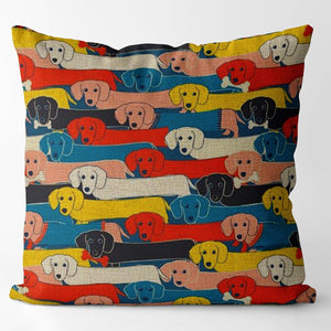 Multi-Colored Dachshunds Cushion Covers-Cushion Cover-Cushion Cover, Dachshund, Dogs, Home Decor-PC081-4-Small-China-14