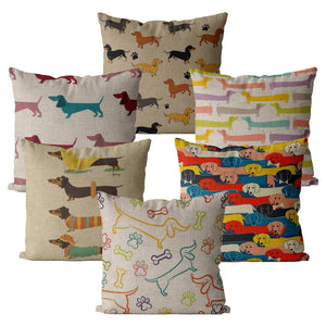 Multi-Colored Dachshunds Cushion Covers-Cushion Cover-Cushion Cover, Dachshund, Dogs, Home Decor-1
