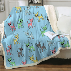 Multicolor Chihuahuas Love Soft Warm Fleece Blanket - 4 Colors-Blanket-Blankets, Chihuahua, Home Decor-14