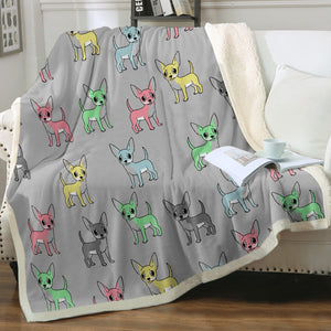 Multicolor Chihuahuas Love Soft Warm Fleece Blanket - 4 Colors-Blanket-Blankets, Chihuahua, Home Decor-16