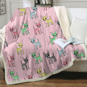 Multicolor Chihuahuas Love Soft Warm Fleece Blanket - 4 Colors-Blanket-Blankets, Chihuahua, Home Decor-15