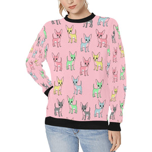 Multicolor Chihuahuas Love Women's Sweatshirt-Apparel-Apparel, Chihuahua, Sweatshirt-Pink-XS-5