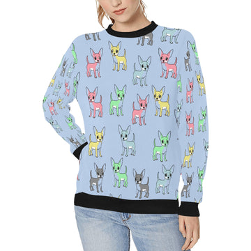 Multicolor Chihuahuas Love Women's Sweatshirt-Apparel-Apparel, Chihuahua, Sweatshirt-LightSteelBlue-XS-8