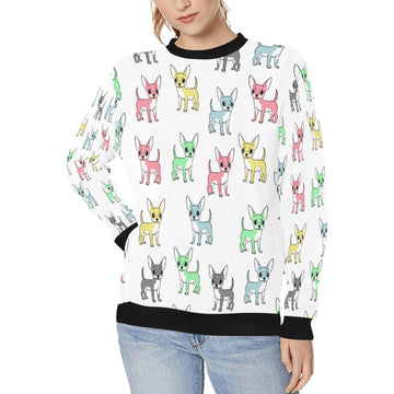 Multicolor Chihuahuas Love Women's Sweatshirt-Apparel-Apparel, Chihuahua, Sweatshirt-White-XS-1
