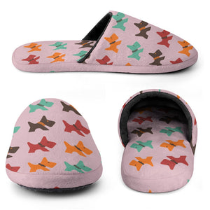 Multicolor Schnauzer Love Women's Cotton Mop Slippers-Footwear-Accessories, Schnauzer, Slippers-10