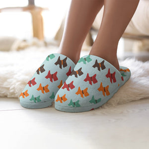 Multicolor Schnauzer Love Women's Cotton Mop Slippers-Footwear-Accessories, Schnauzer, Slippers-14