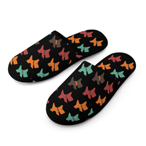 Multicolor Schnauzer Love Women's Cotton Mop Slippers-Footwear-Accessories, Schnauzer, Slippers-2
