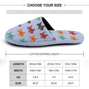 Multicolor Schnauzer Love Women's Cotton Mop Slippers-Footwear-Accessories, Schnauzer, Slippers-36-37_（5.5-6）-LightSteelBlue-3