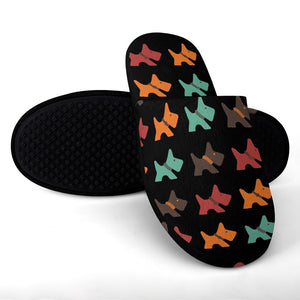 Multicolor Schnauzer Love Women's Cotton Mop Slippers-Footwear-Accessories, Schnauzer, Slippers-4
