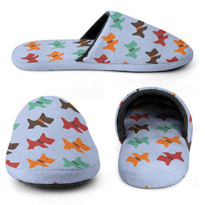 Multicolor Schnauzer Love Women's Cotton Mop Slippers-Footwear-Accessories, Schnauzer, Slippers-5