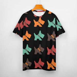 Multicolor Scottie Dog Love All Over Print Women's Cotton T-Shirt - 4 Colors-Apparel-Apparel, Scottish Terrier, Shirt, T Shirt-10