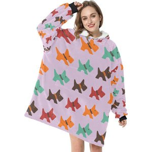 Multicolor Scottie Dog Love Blanket Hoodie for Women-Apparel-Blanket Hoodie, Blankets, Scottish Terrier-3