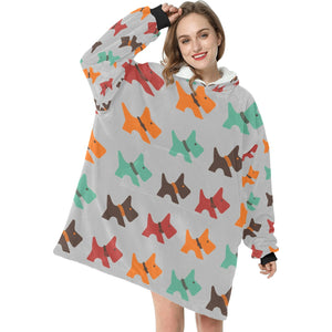 Multicolor Scottie Dog Love Blanket Hoodie for Women-Apparel-Blanket Hoodie, Blankets, Scottish Terrier-9