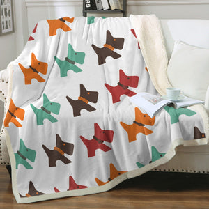 Multicolor Scottie Dog Love Soft Warm Fleece Blanket - 4 Colors-Blanket-Blankets, Home Decor, Scottish Terrier-13