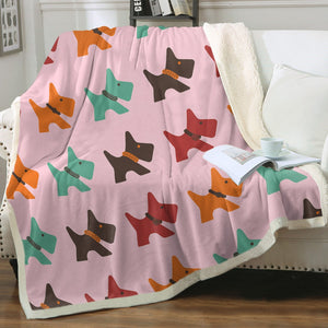 Multicolor Scottie Dog Love Soft Warm Fleece Blanket - 4 Colors-Blanket-Blankets, Home Decor, Scottish Terrier-15