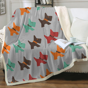 Multicolor Scottie Dog Love Soft Warm Fleece Blanket - 4 Colors-Blanket-Blankets, Home Decor, Scottish Terrier-16