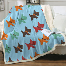 Load image into Gallery viewer, Multicolor Scottie Dog Love Soft Warm Fleece Blanket - 4 Colors-Blanket-Blankets, Home Decor, Scottish Terrier-Sky Blue-Small-2