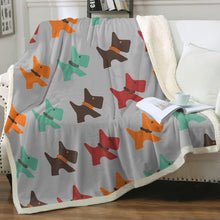 Load image into Gallery viewer, Multicolor Scottie Dog Love Soft Warm Fleece Blanket - 4 Colors-Blanket-Blankets, Home Decor, Scottish Terrier-Warm Gray-Small-4