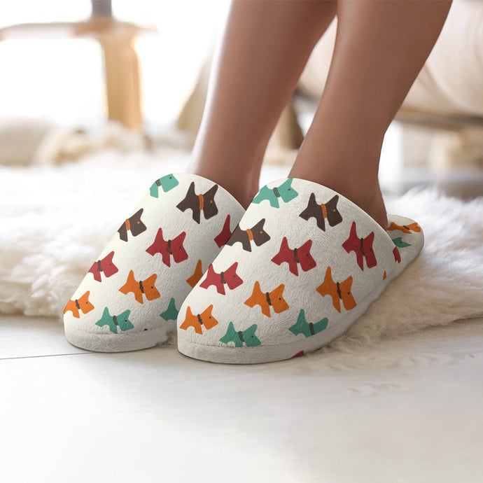 Multicolor Scottie Dog Love Women's Cotton Mop Slippers-Footwear-Accessories, Scottish Terrier, Slippers-18