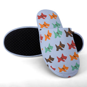 Multicolor Scottie Dog Love Women's Cotton Mop Slippers-Footwear-Accessories, Scottish Terrier, Slippers-8