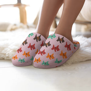 Multicolor Scottie Dog Love Women's Cotton Mop Slippers-Footwear-Accessories, Scottish Terrier, Slippers-9