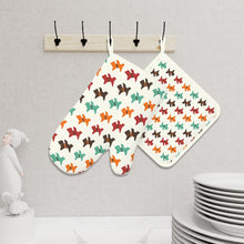 Load image into Gallery viewer, Multicolor Scottie Love Oven Mitts and Pot Holder Set-Kitchen Decor-Accessories,Dog Mom Gifts,Scottish Terrier-3
