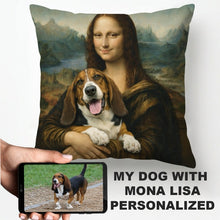 Load image into Gallery viewer, My Basset Hound with Mona Lisa - Personalized Pillowcase-Home Decor-Dog Dad Gifts,Dog Memorial Gifts,Dog Mom Gifts,Home Decor,Personalize Artwork,Pillows-1
